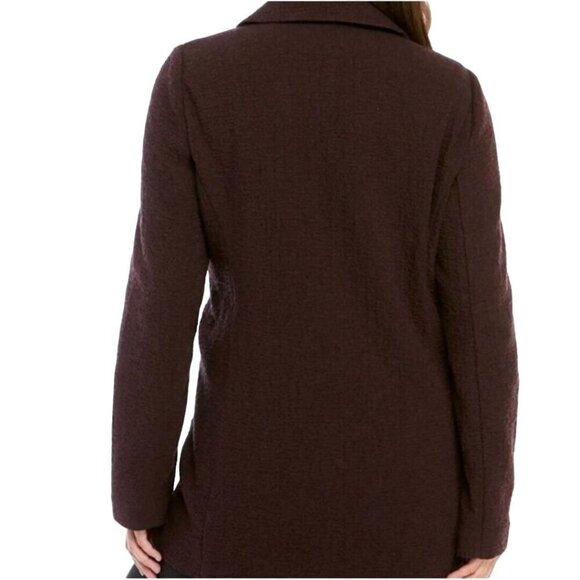 Eileen Fisher Notched Collar Textured Open Front Blazer Pockets In Casis Size M - Picture 4 of 8